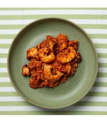 Arroz meloso con pulpo y langostinos